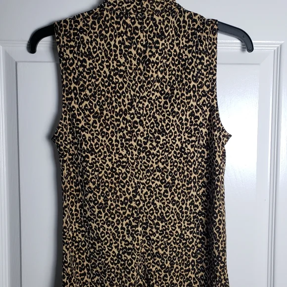 Ann Taylor High Neck Leopard Print Sleeveless Top - Picture 5 of 7